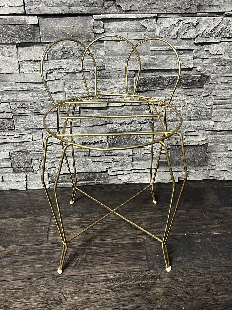 VTG HOLLYWOOD REGENCY BRASS GOLD TONE METAL VANITY STOOL MID CENTURY