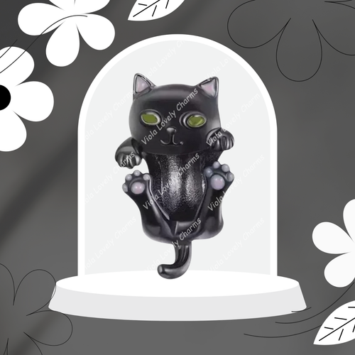 Charm chat tenant pour bracelet, breloque chat noir, breloque animal - Photo 7/8