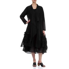 Grizas Women's Rose Silk Black Cardigan Duster Size S/m Coverup Flowy Nwt