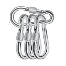 Locking Carabiner Clips, Stainless Steel Spring Snap Hook Locking C... Fast Ship