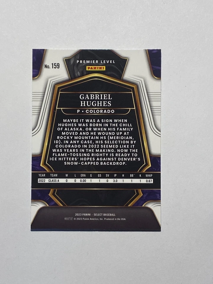 2023 Select #159 GABRIEL HUGHES Premier Level ROCKIES - Image 2 of 2