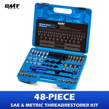 OMT 48pc Thread Chaser Set Metric UNC UNF Rethreading Kit Thread Restorer Tools