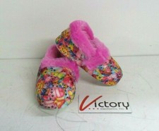 NEW Shopkins Girls Pink Furry Slippers Pink Character Print Size Small 5/6
