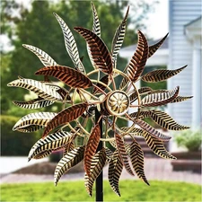 Large Metal Wind Spinner Outdoor 360° Kinetic Yard Art for Patio Lawn Garden