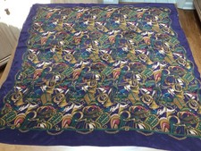 Purple Equestrian Theme Silk Scarf 33"x34"