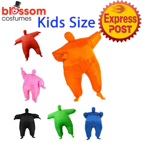 K493 Child Inflatable Fat Masked Suit Fan Kids Sports Day Funny Costume Blow Up - Picture 1 of 12