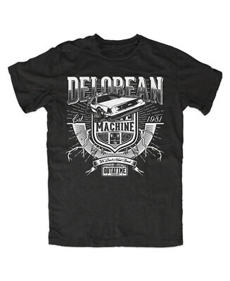 Delorean  T-Shirt Schwarz , to the future,Timemachine,Back,Zukunft,Lustig,Fun