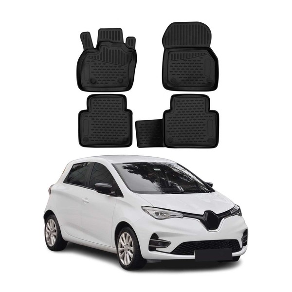 Omac Gummimatten FußMatten FüR Renault Zoe 2019-2024 TPE Automatten Schwarz 4X-image