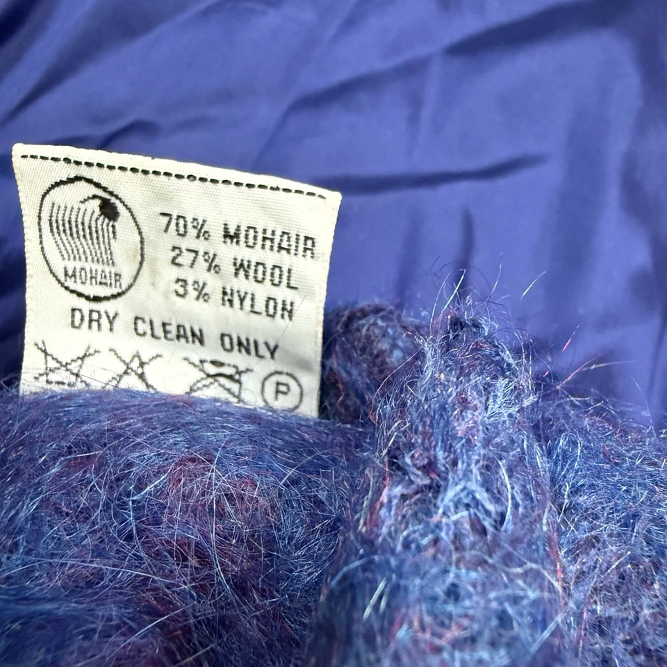 Gabardina de lana mohair vintage años 60 Avoca tejedores a mano pequeña sombrero difuso Foto 3 de 4