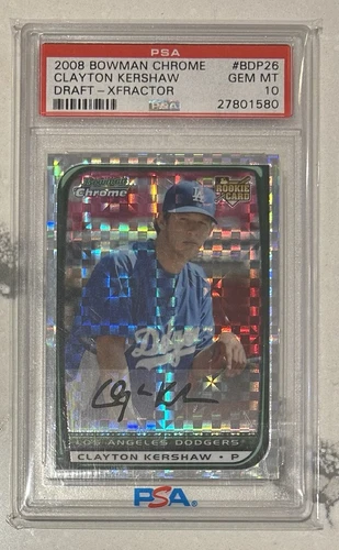 2008 Bowman Chrome Draft X-Fractor #26 Clayton Kershaw RC Rookie PSA 10 /199