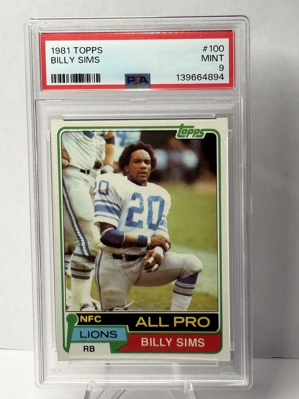 1981 Topps Billy Sims Rookie #100 PSA 9 MINT Detroit Lions - Sooners
