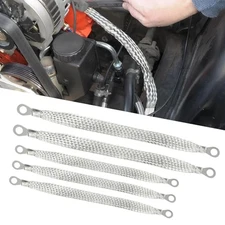  5 PCS Ground Strap, 10" 13" Copper Flat Braided Multi-purpose Engine 