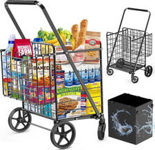 455Lbs Shopping Cart for Groceries, Large Heavy Duty Grocery Cart on Wheels, Fol