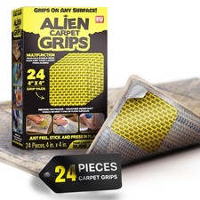Grip Rug Gripper Carpet Tape - 24pcs, 4x4 in. Anti-Slip Hardwood, Tile Floor,...