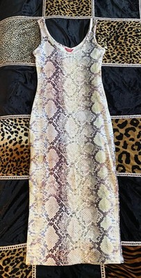 GUESS Maxi Dress Womens Bodycon Snakeskin Print Sleeveless Summer Dress