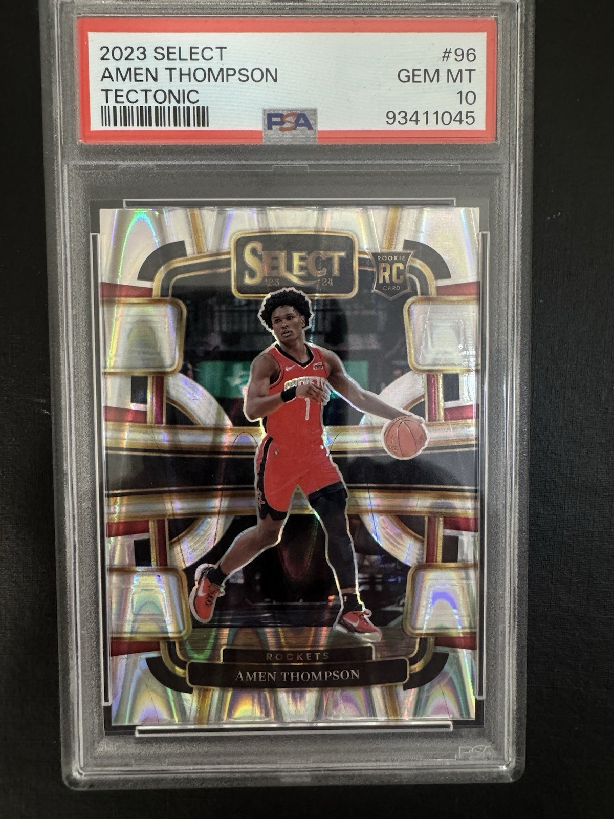 2023-24 Panini Select #96 Amen Thompson Tectonic Prizm Rookie PSA 10 GEM MT