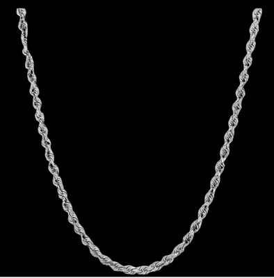 Schöne weiße 14K massive Gold Diamantschliff Seil Kette, 20 Zoll, 2,5 mm Neu mit Etikett