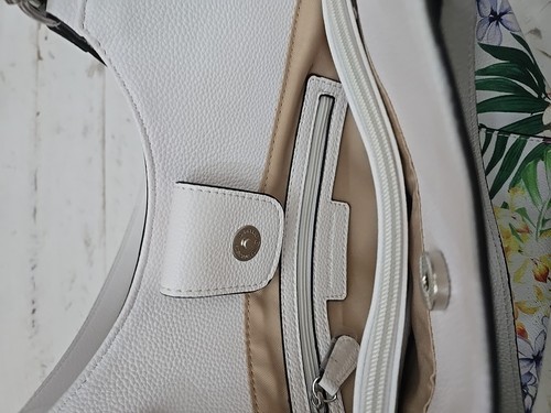 Dana Buchman Purse Faux Leather Shoulder Handbag Tropical Floral Ava White Multi - Picture 12 of 15