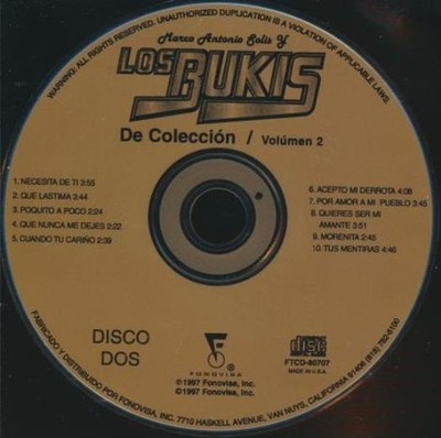 Marco Antonio Solis Y Los Bukis: De Coleccion Volumen 2 Disc 2 MUSIC CD Fonovisa
