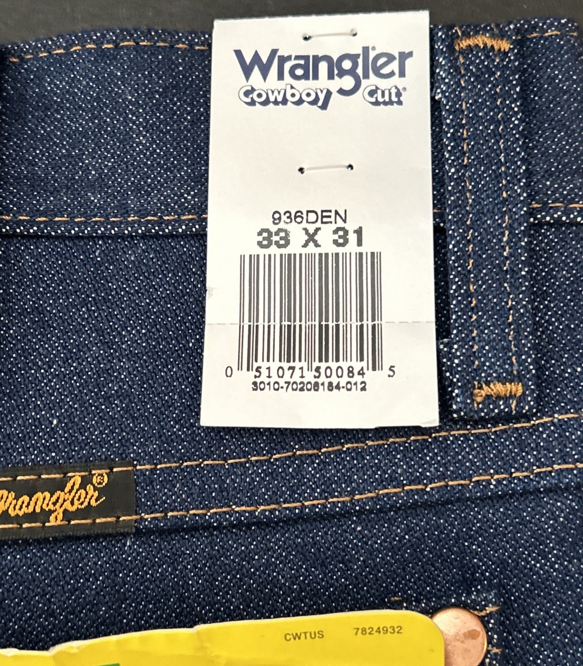 Wrangler Men’s 936 Cowboy Cut Rigid Slim Fit Jeans, # 0936DEN, 33 X 31, NWT image 5
