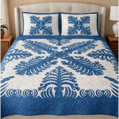 Hawaiian Quilt Bedspread   Silversword Design