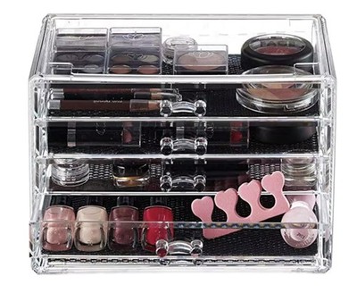 4-Drawer Clear Acrylic Vanity Top Stackable Organizer   Perfect for Skincare,...