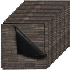 VEVOR Carpet Tiles Reusable 610x610 mm 24 PCS Modular Rug Padded Gray Brown