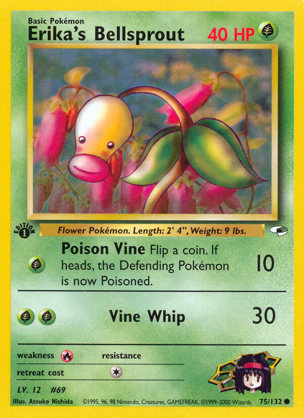 Erika's Bellsprout 75/132 Common Gym Heroes Pokemon Unlimited Near Mint