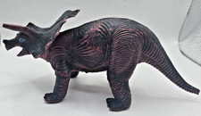 Vintage 1987 Plastic Triceratops Figure 9  Red  Black Dinosaur Toy