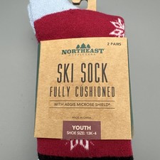 Northeast Fully Cushioned Youth Ski Socks Winter Design 2-Pack New With Tags