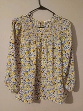Pleione Women’s Floral Blouse Size Medium 3/4 Sleeve