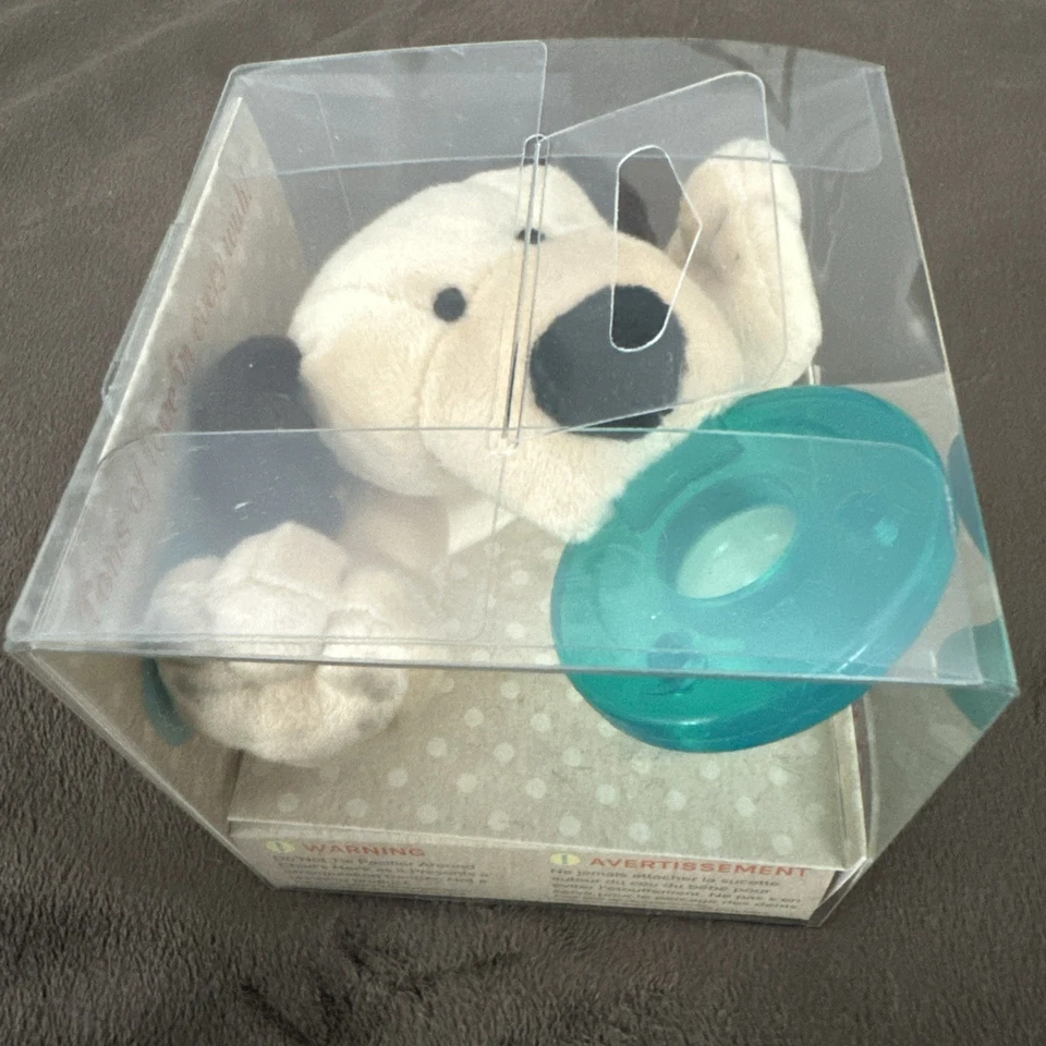 Wubbanub Cachorro Infantil Silicona Azul Chupete Marrón Felpa BPA Sin Látex Nuevo en Caja Foto 3 de 4