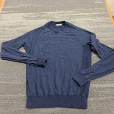 Faherty Sweater Mens Large Blue Cotton Cashmere Blend Pullover Crewneck Raglan
