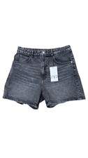 NWT Zara Mom Short Black Denim High Rise Comfort Woman size 10