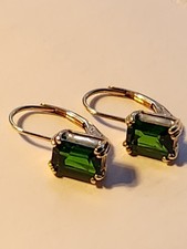 Ohrringe Ohrhänger 750 Gold  2,4 g Chromdiopsid Klappbrisur TOP