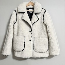 NWOT Jason Wu Faux Leather Trim Faux Shearling Coat SIZE M