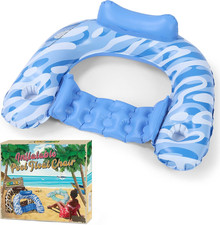 Inflatable Pool Float Chair - Extra Large Floating Pool Lounger with Cup Holder