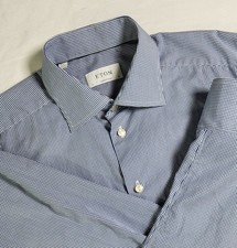 Eton Contemporary Fit Dress Shirt Mens 16 41 Blue White Gingham Check Plaid