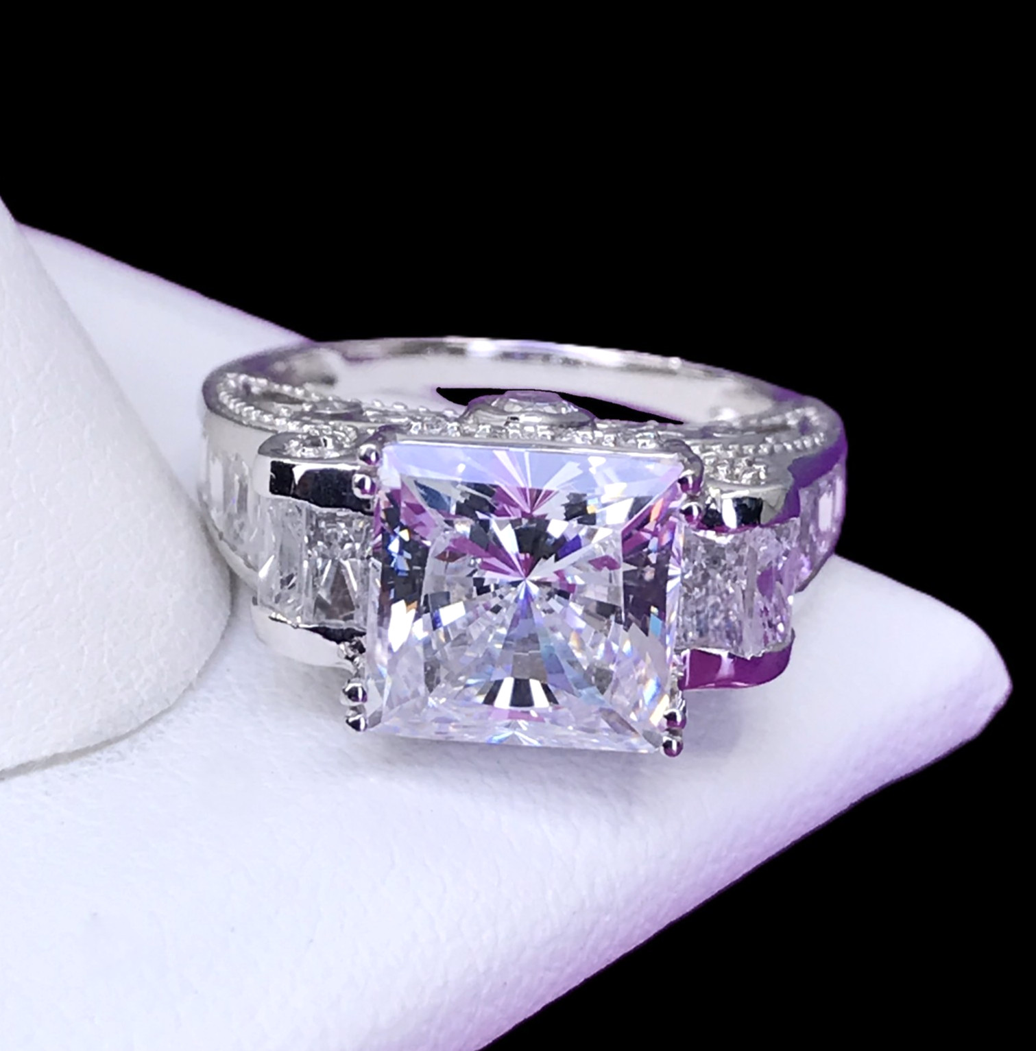 14K Solid Gold Engagement Style CZ Ring Designer … - image 5