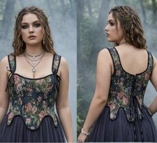 Scarlet Darkness Floral Tapestry Corset Top Gothic Whimsigoth Fairy Ren Faire 12
