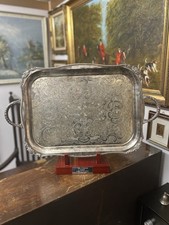 Vintage Vinners Alpha Plate Chased Tray Granted By The Cutler Co + Stand￼￼