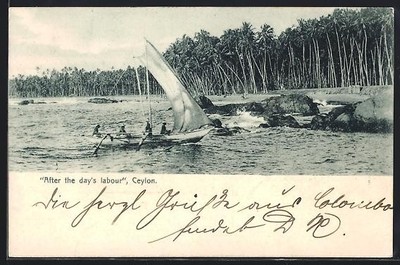 Ansichtskarte Ceylon, After the day´s labour 1905 