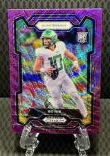 Bo Nix 2024 Panini Prizm Draft Picks RC #105 Purple Wave Prizm Rookie Broncos