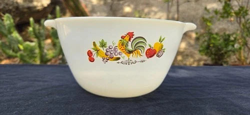1950's Anchor Hocking Fire King Chanticleer Rooster Country Kitchen Mixing Bowl