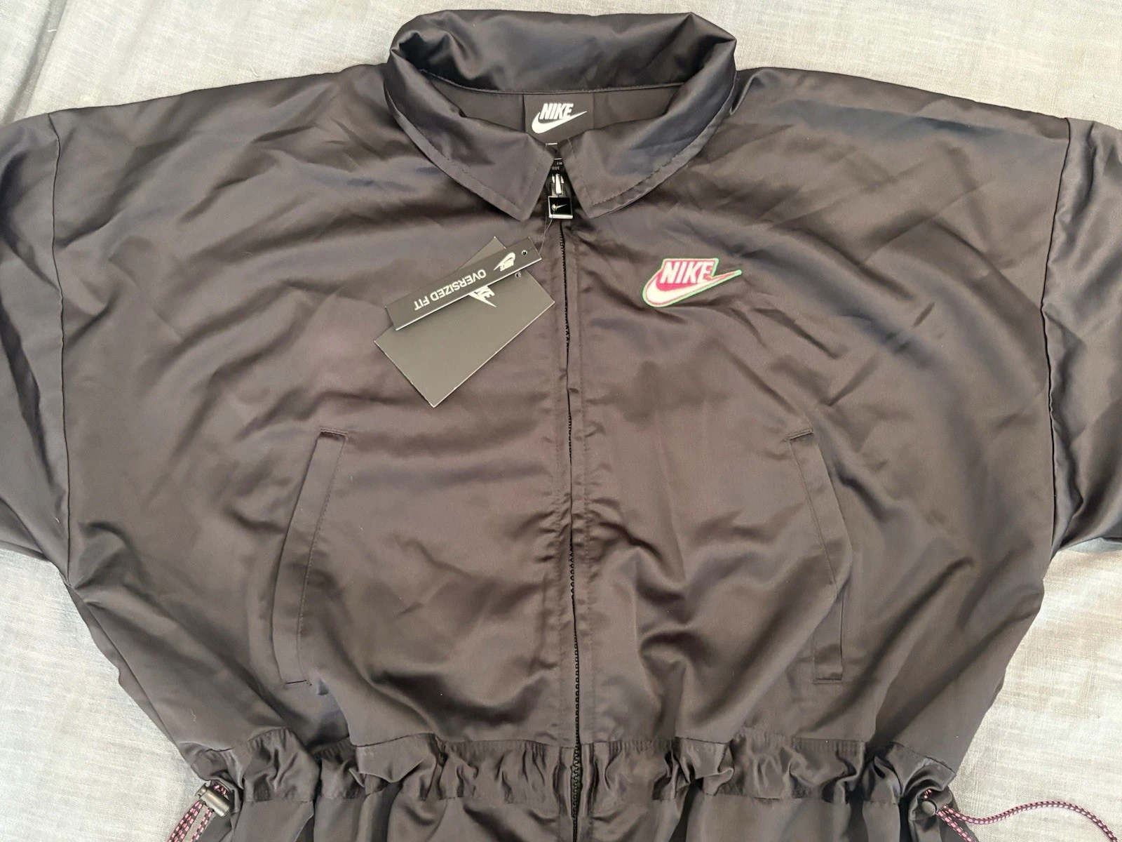 Nike Icon Clash Black Satin Jacket Womens XS Harajuku Sukeban Rebel Streetwear - product detail image 12