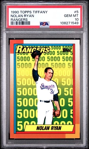 1990 Topps Tiffany Nolan Ryan Rangers Baseball Card #5 PSA Gem MT 10