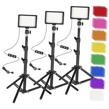 LED Photo Video Light 3-Pack, Dimmable 5600K USB LED Continuous 123cm 3-pack
