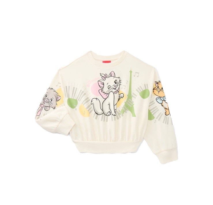 Disney Aristocats Girls Delicate Ivory Marie Sweatshirt Size Medium (7-8) NWT