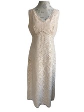 VTG Handmade Ivory Lace Bridal Maxi Dress M Sleeveless V-Neck Empire Waist Boho