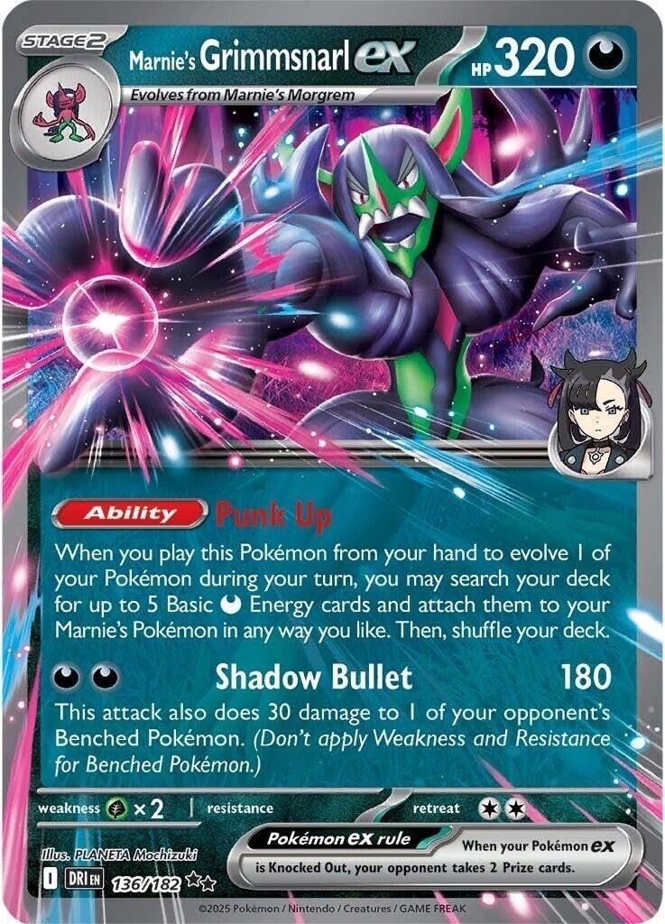 Pokemon - Marnie’s Grimmsnarl ex 136/182 – Destined Rivals – Double Rare - NM/M